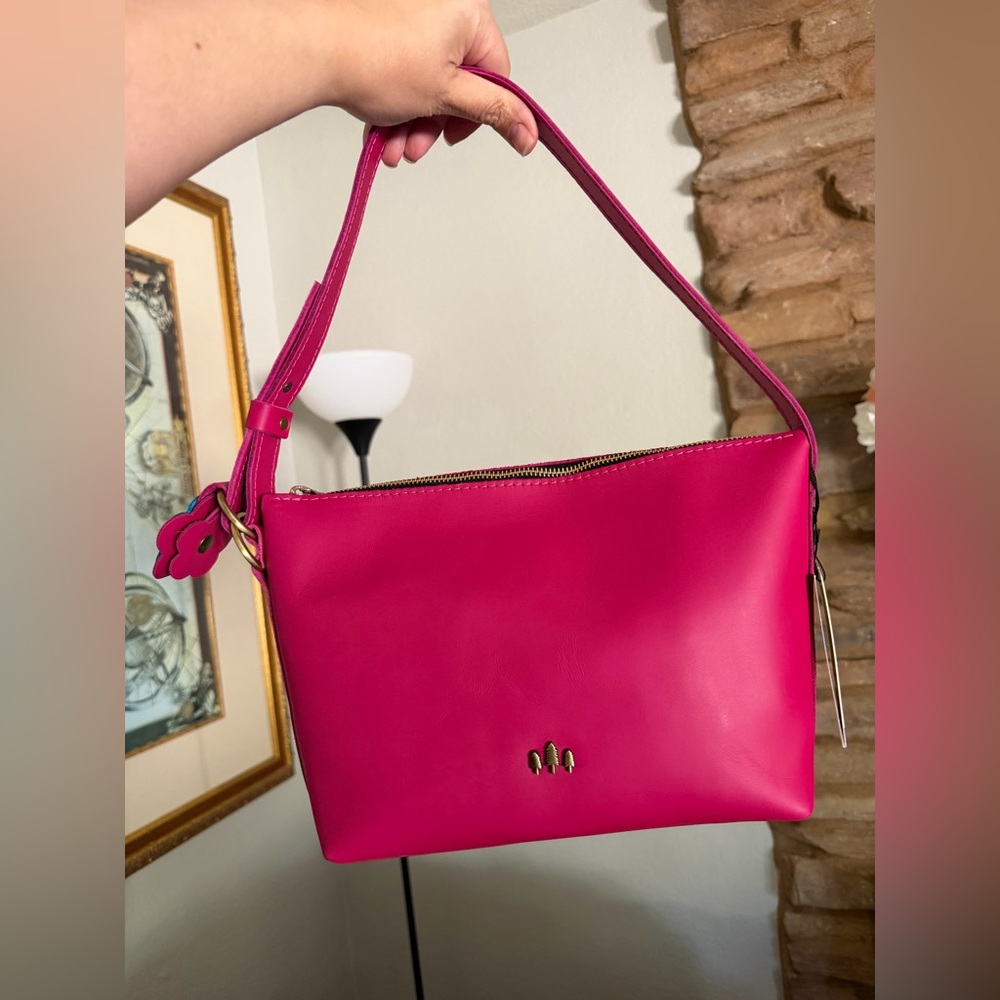 Portland leather goods small slouchy shoulder bag in Hot Pink Unicorn Color